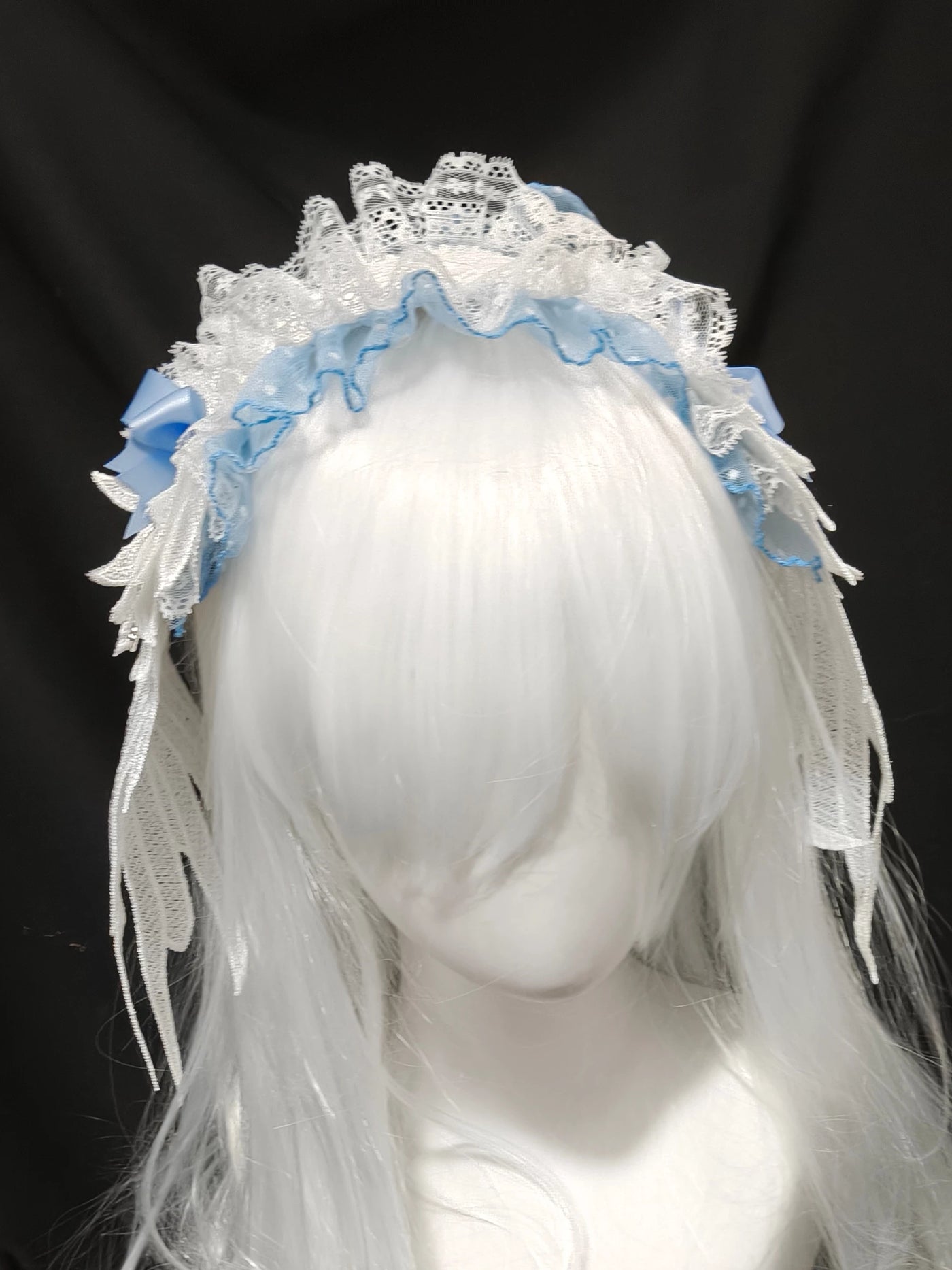 Dokisuru - Angel Lace - Pink or Blue Lace Hairband with Bow