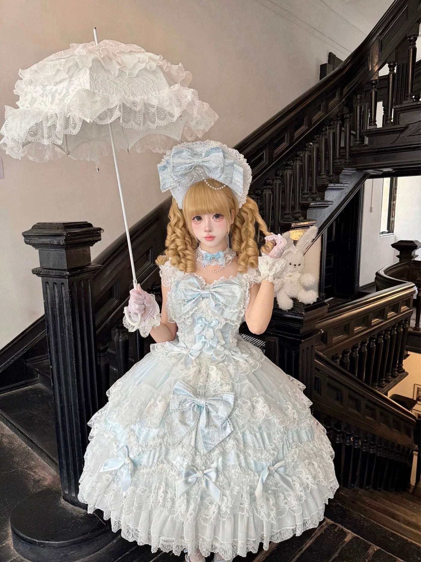 Sugar Girl - Sakura Blossom Dream - Dreamy Sweet Lolita JSK Dress, Abundant Lace & Bows