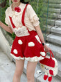 Red mushroom suspender shorts / XS