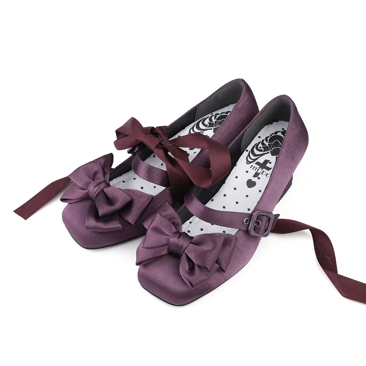 MODO - Sisi - Satin Lolita shoes with square toes and bow decorations