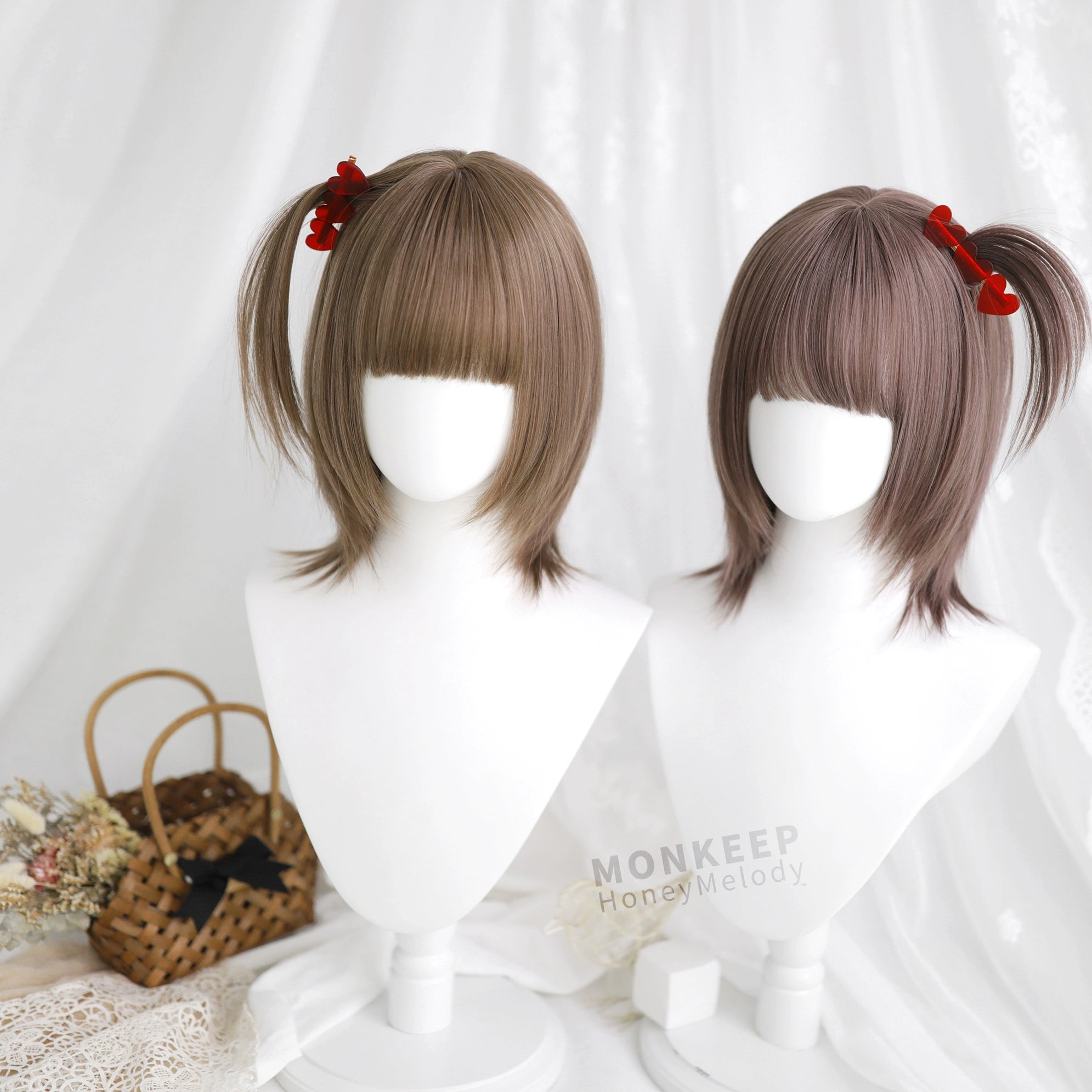 Now MONKEEP Monkey Bajia LoveSignal First Love Signal 35CM Natural Cute Comic Girl Wig