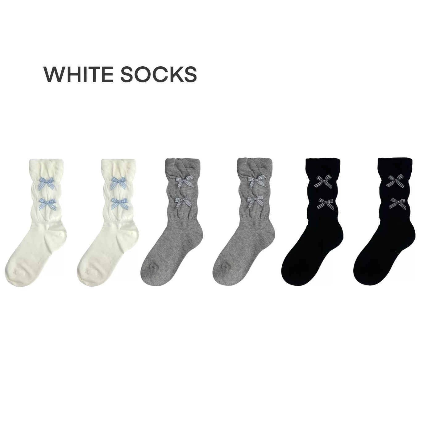 White Socks - Bow Slouch - Slouch Socks with Small Bow Accents