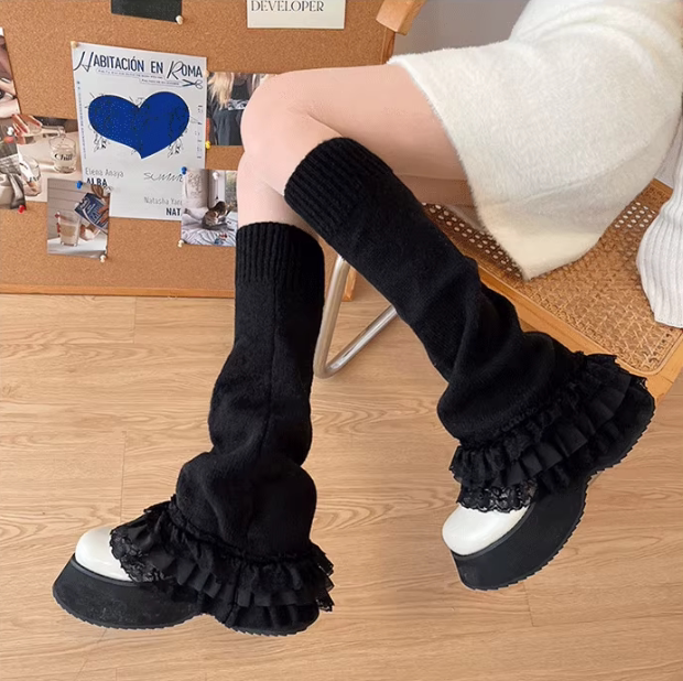Fantasy Doll - Y2K Knit - Knit Leg Warmers with Slouchy Folds
