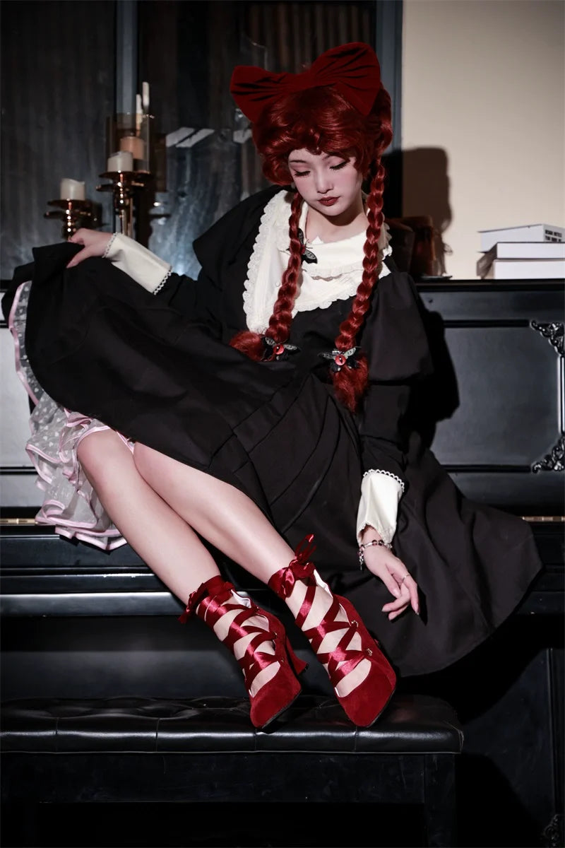 MR.Qiutian - Forbidden Dance - Velvet Lolita Shoes with Adjustable Lace-Up Straps - product detail 10