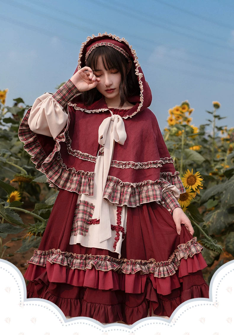With PUJI - Little Red Riding Hood - Pastoral Lolita OP Fullset detail view 6