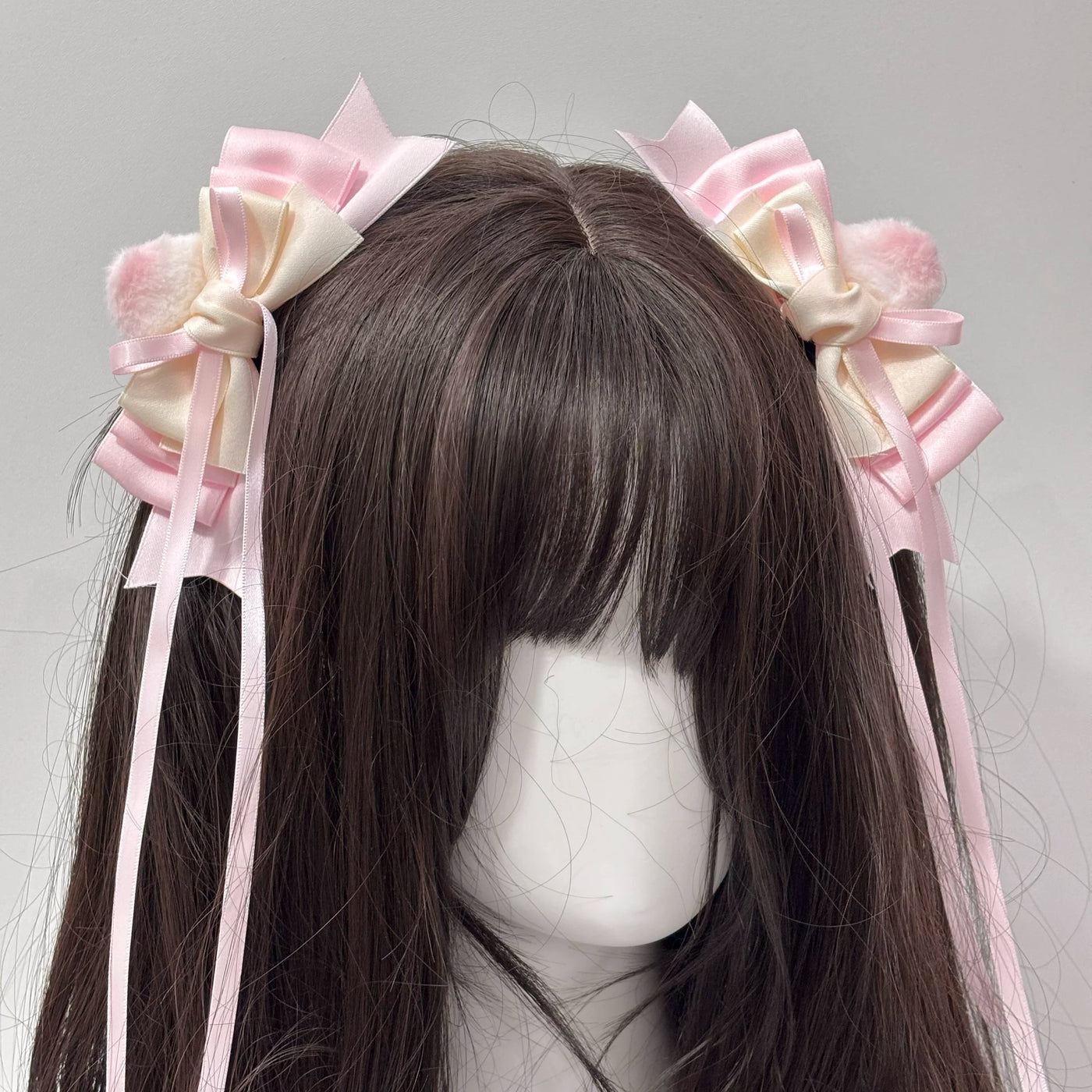 Cat Tart - Winter Sonata - Layered Bow Side Hair Clip with Trailing Ribbons