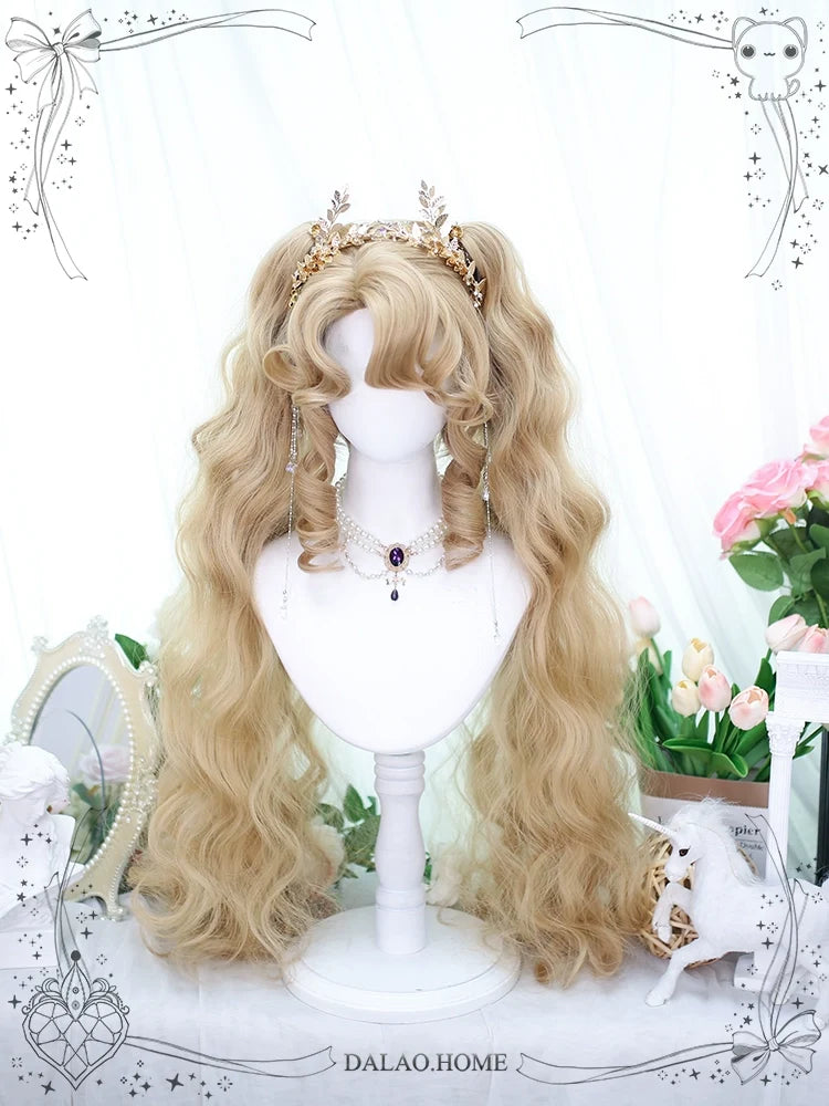 Dalao Home - Lolita Short Curls Hair Oil - Painting Style Double Ponytail Wig Wig