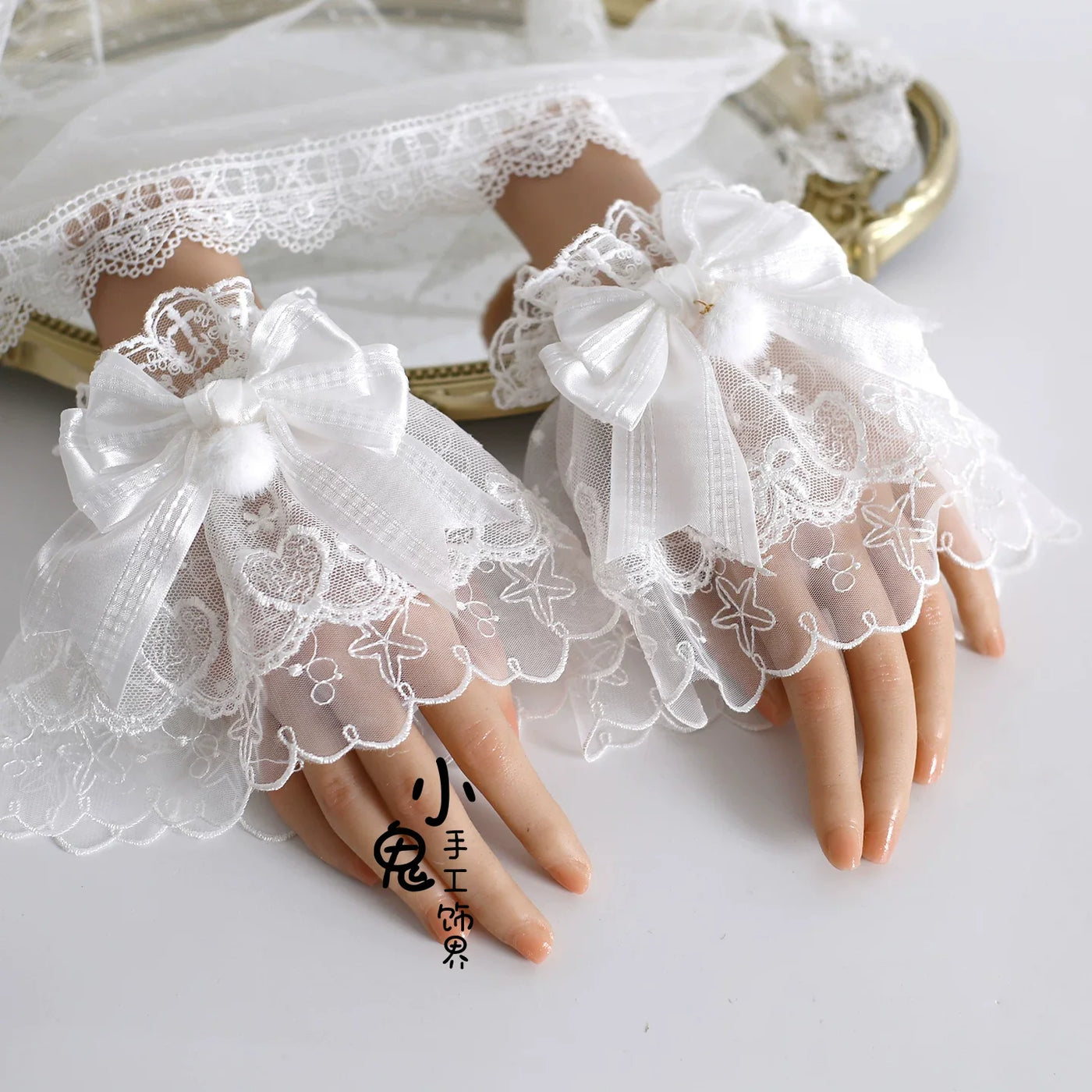 Sweet Lolita Headdress, Lace & Bow A Pair of Cuffs