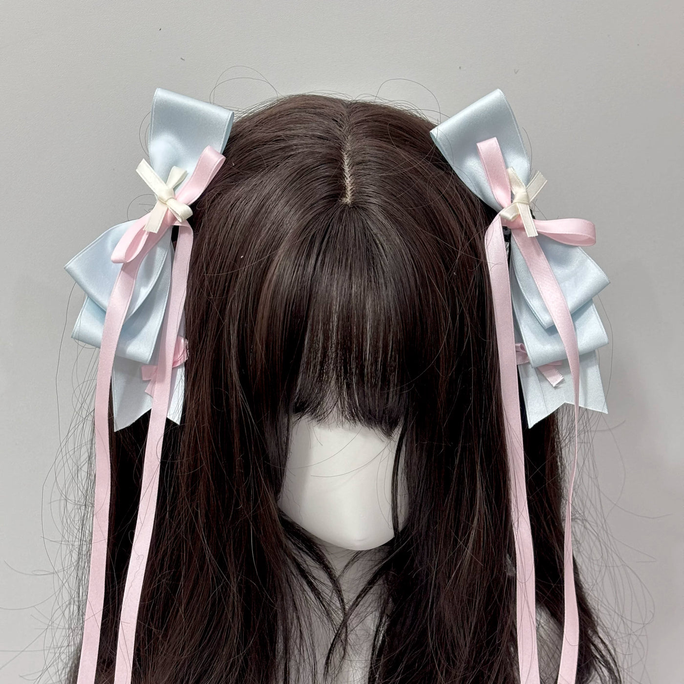 Cat Tart - Winter Sonata - Layered Bow Side Hair Clip with Trailing Ribbons