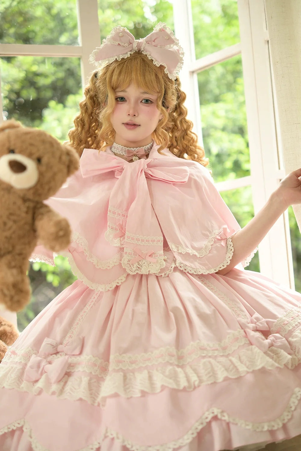 Miss Point - Vintage Petal Rabbit - Pure Cotton Kawaii Lolita Cape With Rabbit Ear Hood