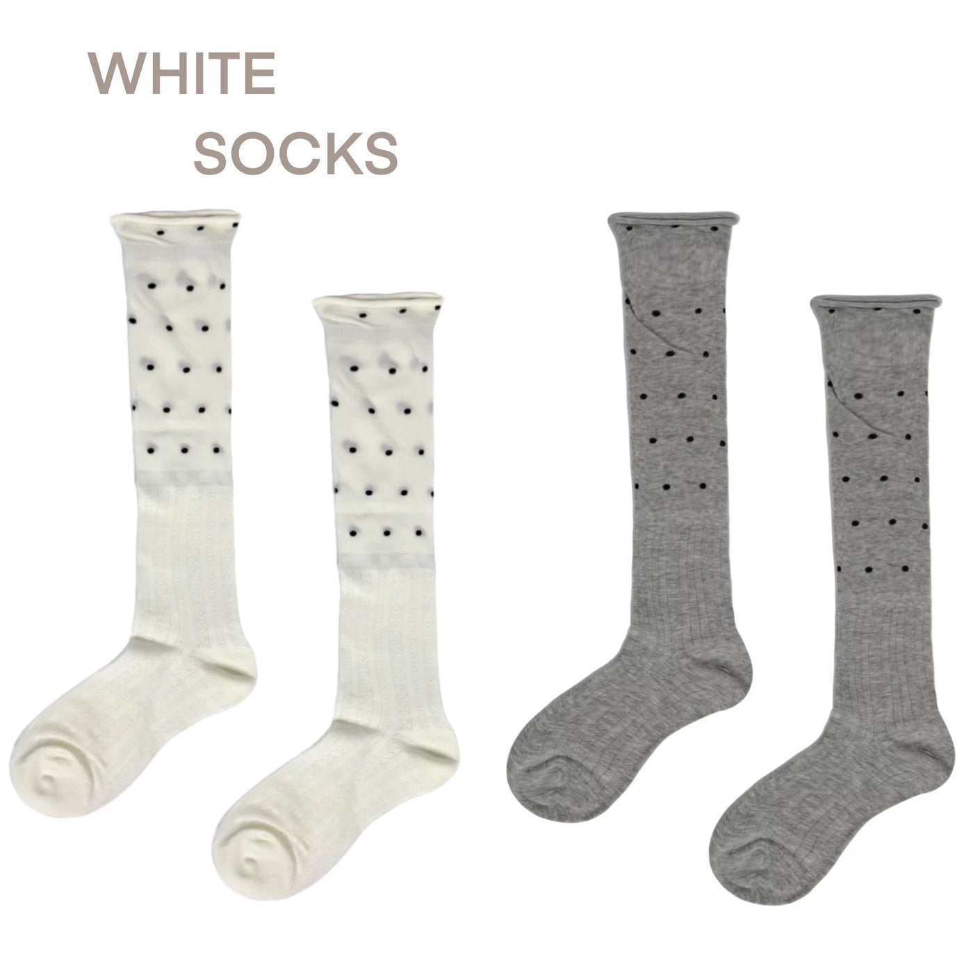 White Socks - Polka Dot - Mid-Calf Socks