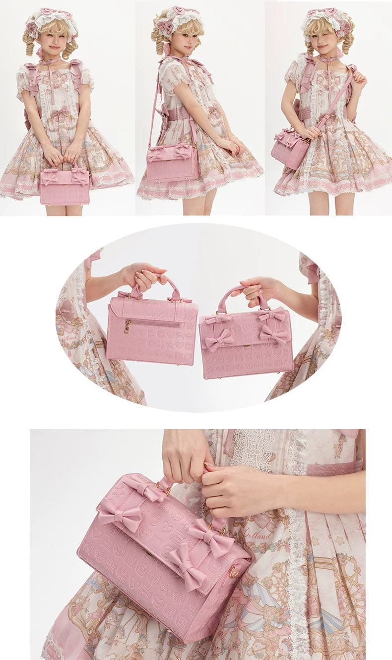 LovelyLota - Sweetheart Chocolate - Embossed Bow Bucket Bag