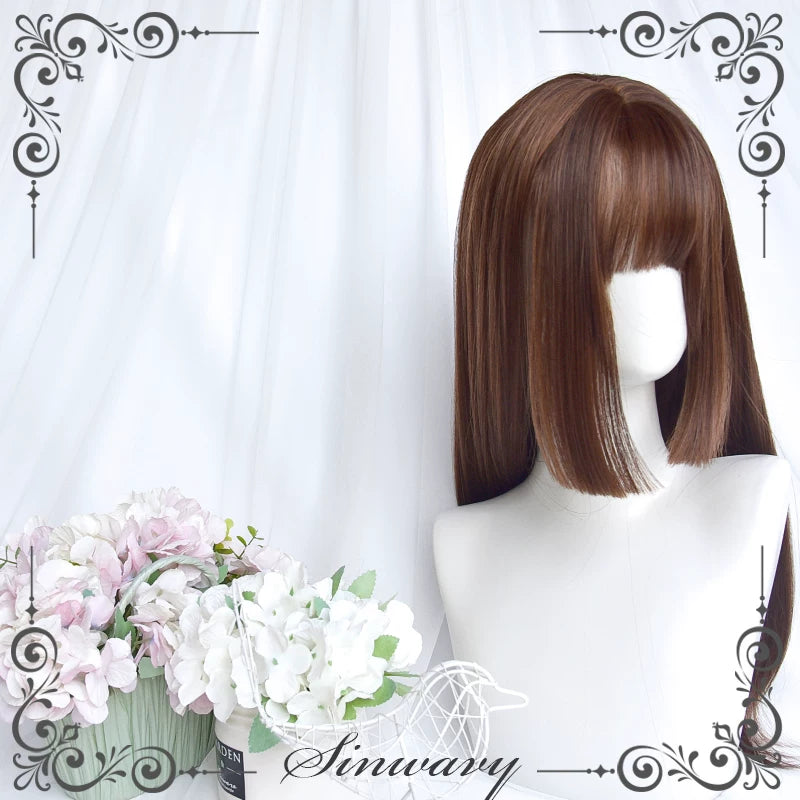 Black-brown long straight princess-cut wig - view 4