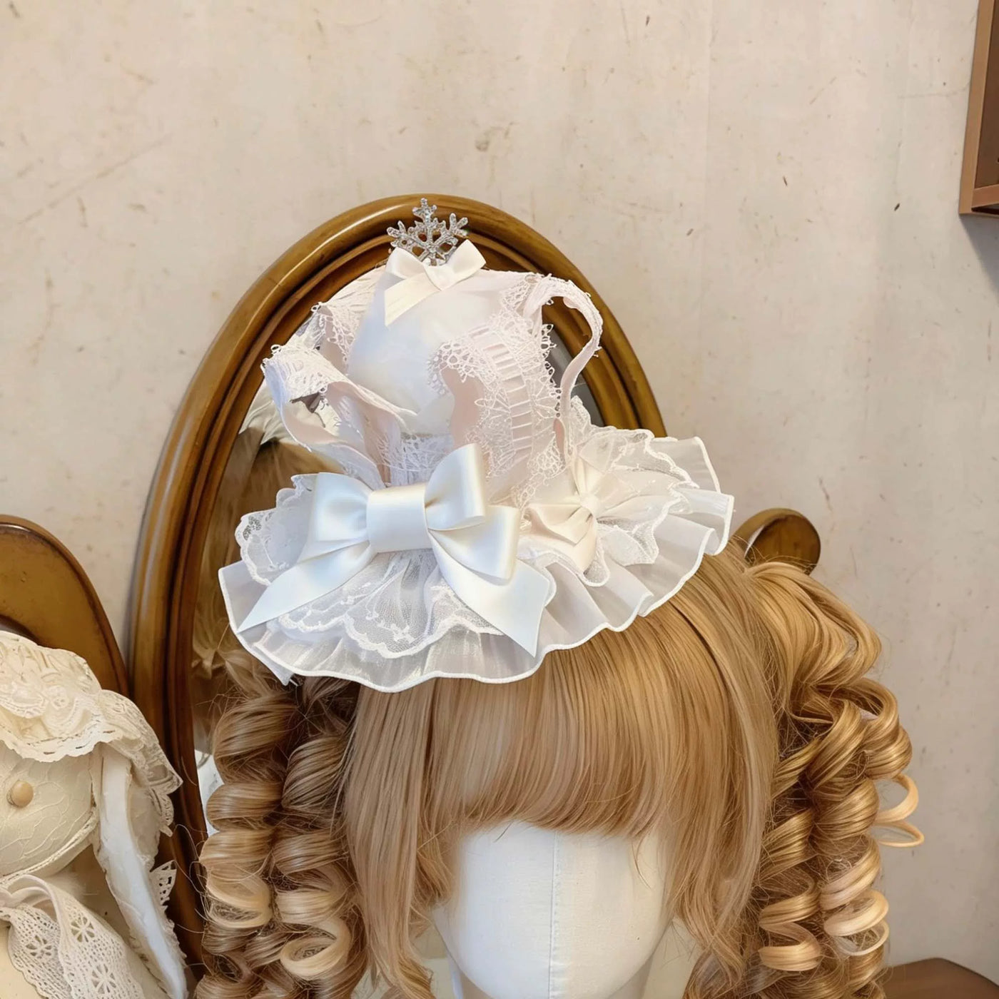 Moon Lily - Love Snow - White-and-Pink or Pure-White JSK with Layered Lace and Bows