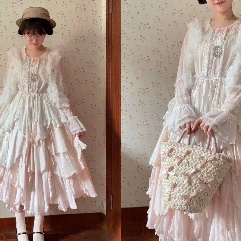 Sweetheart Dream Machine - Flower Wall - Straight-Cut Cardigan Overlay with Layered Ruffles