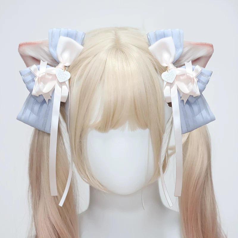 Her Vintage Society - Souffle - Blue or Pink Ballet Hair Clips with Mini Hat and Cat-Ear Styles