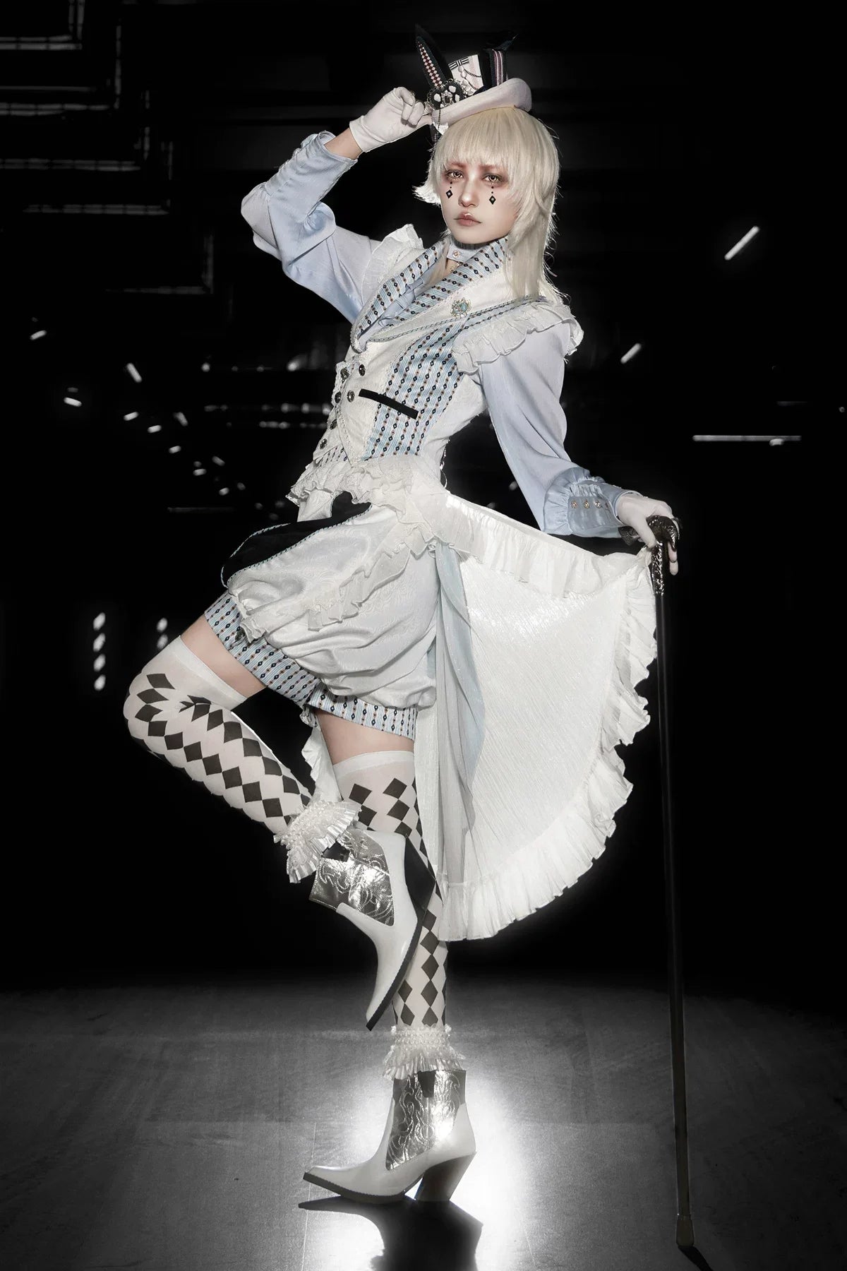 Immortal Thorn - Eternal Rabbit Invitation - Ouji Lolita Vintage Long Sleeve Blouse, Ruffles V-Neck