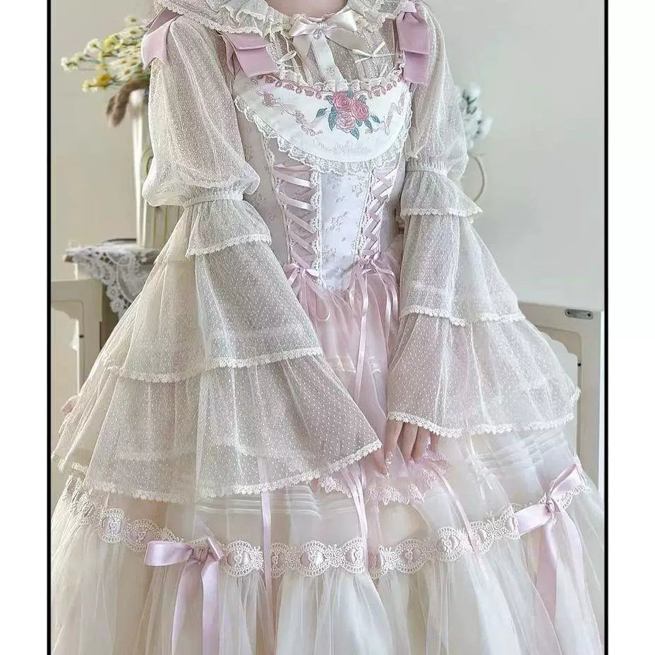 Sweetheart Dream Machine - Ice Cream Doll Collar - Mesh Lolita Blouse with Layered Ruffle Sleeves