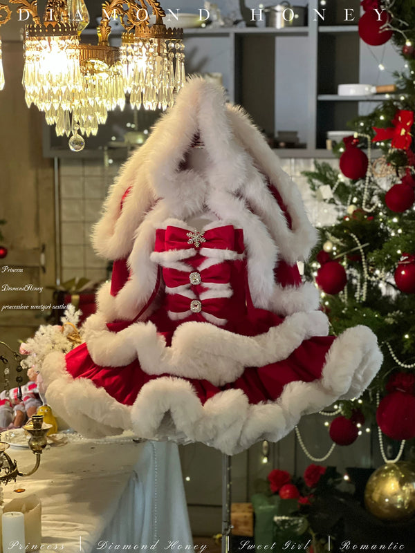 Festive Princess Dress & Angora Bunny Red Cape Options — additional product view