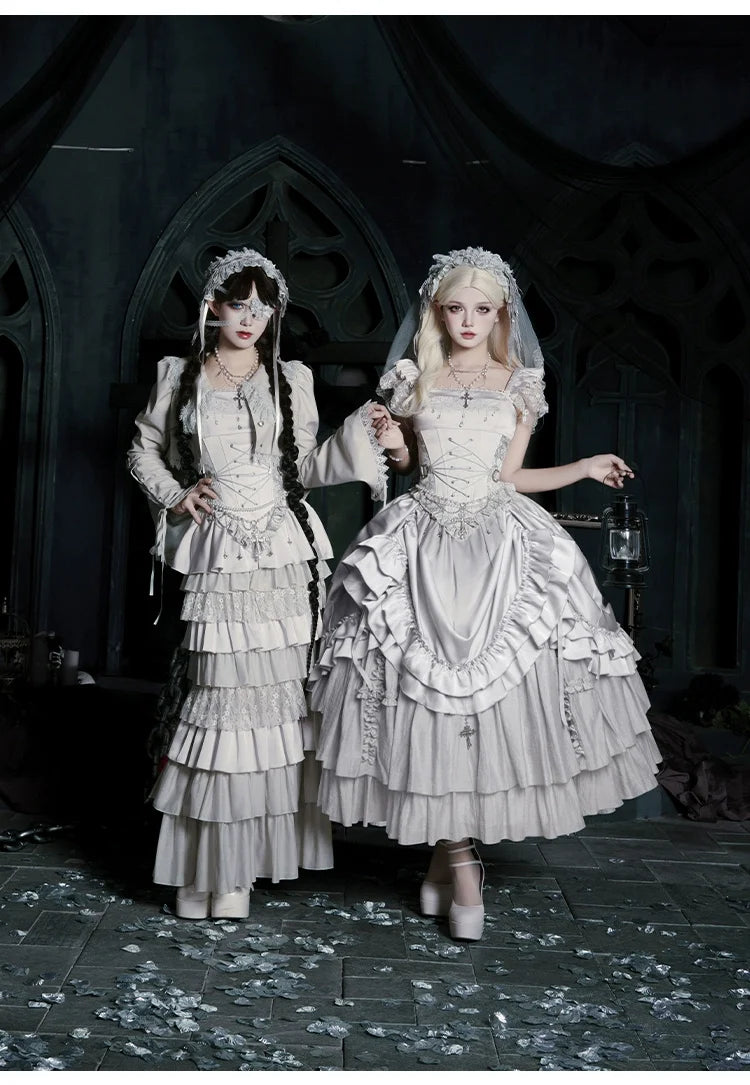 With PUJI - Humanoid Robot - Silver Gothic Lolita Mermaid Skirt Set