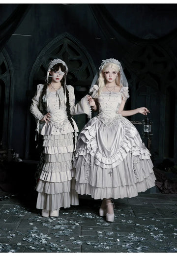 With PUJI - Humanoid Robot - Silver Gothic Lolita Mermaid Skirt Set