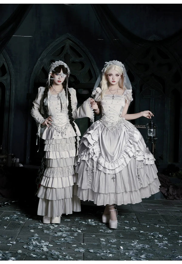 With PUJI - Humanoid Robot - Silver Gothic Lolita Mermaid Skirt Set