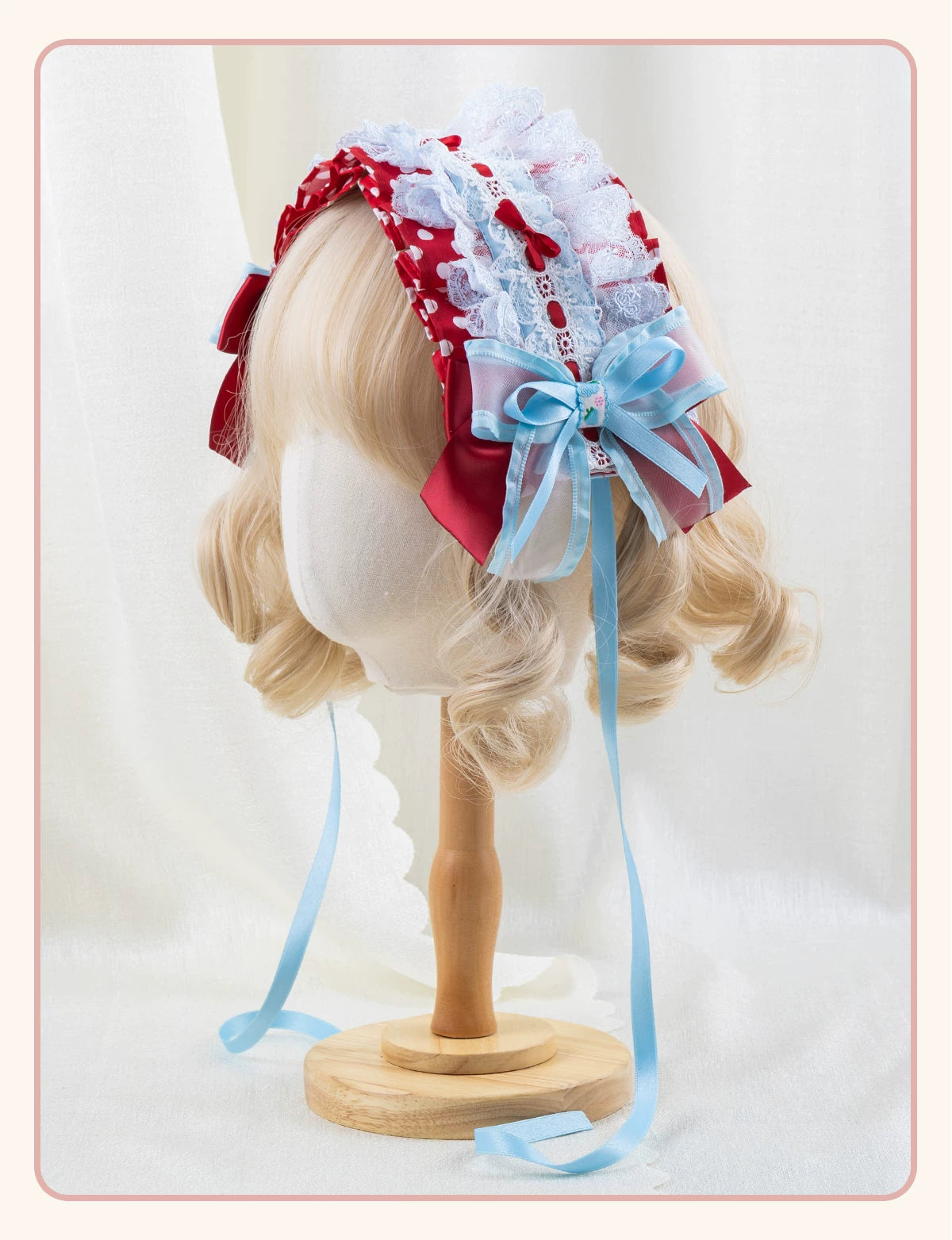 Stardust Rose - Strawberry Polka Dot - Six-Style Headwear Selection with Ice-Blue Ribbons