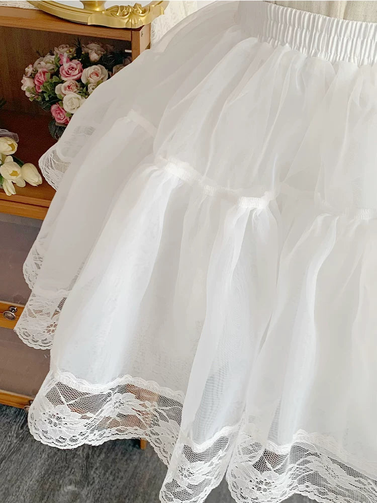 With PUJI - Lace Skirt Support - Lolita Petticoat, Ruffle Trim detail view 4