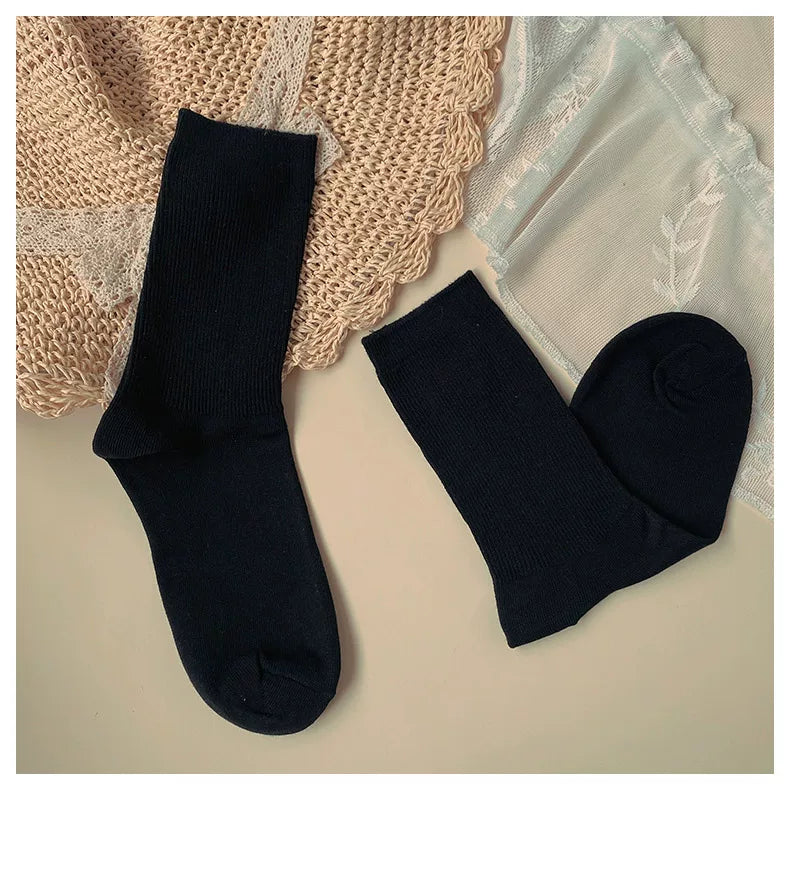 Sock Noble - Classic Academy - Mid-Calf Socks with Vertical Ribbing