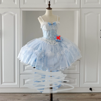 Daydream Whispers - Blue-and-White Porcelain - Lolita Fashion collection with layered translucent panels - Short-length single skirt / S