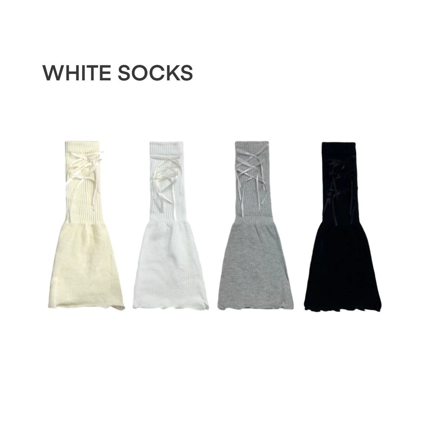 White Socks - Ballet Slouch - Thin Sock Covers with Ribbon Details