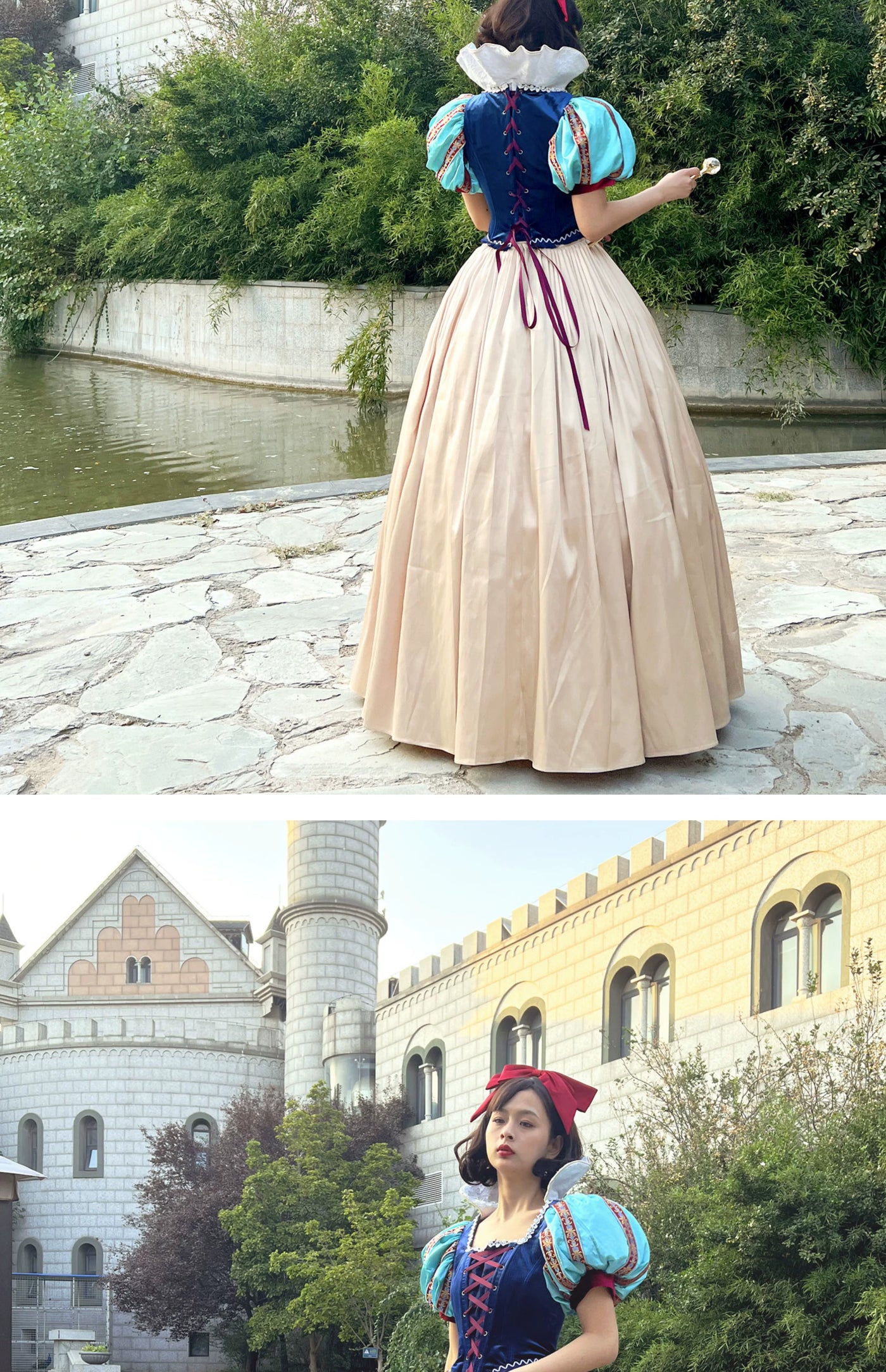 LACE GARDEN - Snow White Arrival - Royal Blue Dress Set with Puff Sleeves
