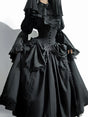 (Black full set) top + lower skirt, bib included / S