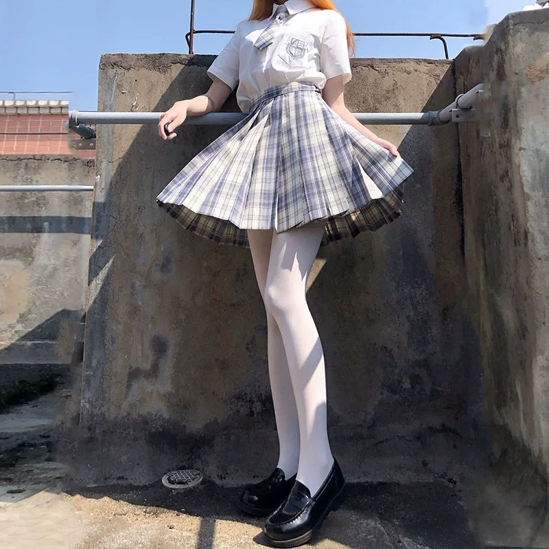 Floral Milk Cat - White Schoolday - White Tights with 20D, 80D and 800D Options