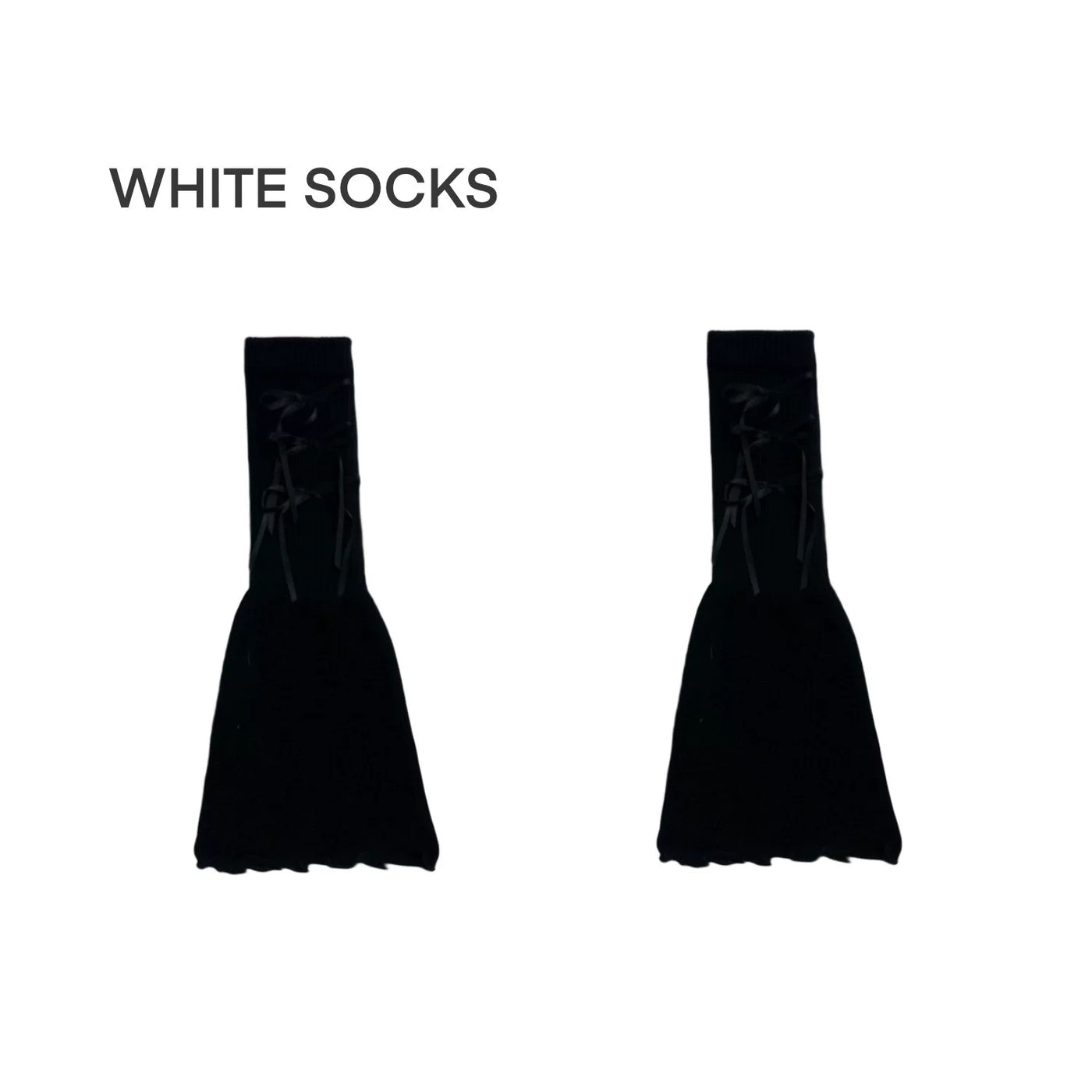 White Socks - Bow-Tie Ballet - Knit leg warmers with ribbon lacing
