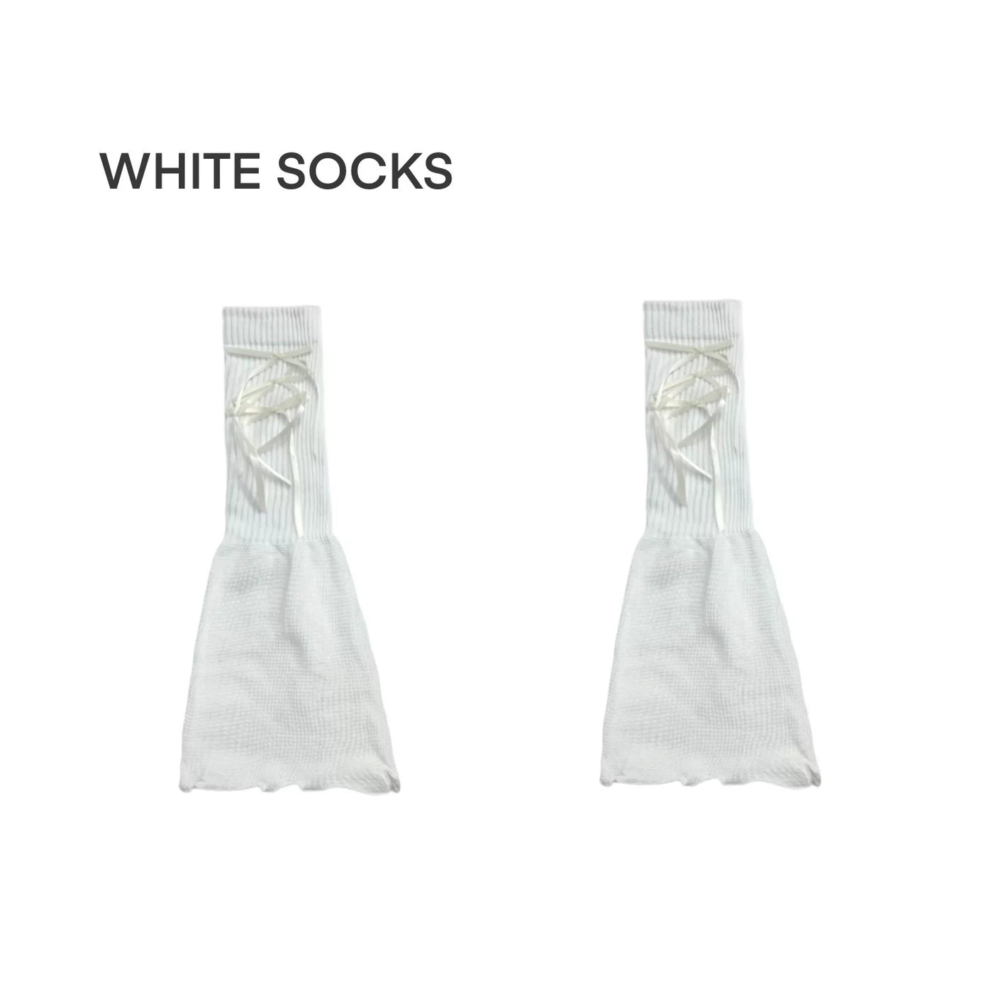 White Socks - Bow-Tie Ballet - Knit leg warmers with ribbon lacing