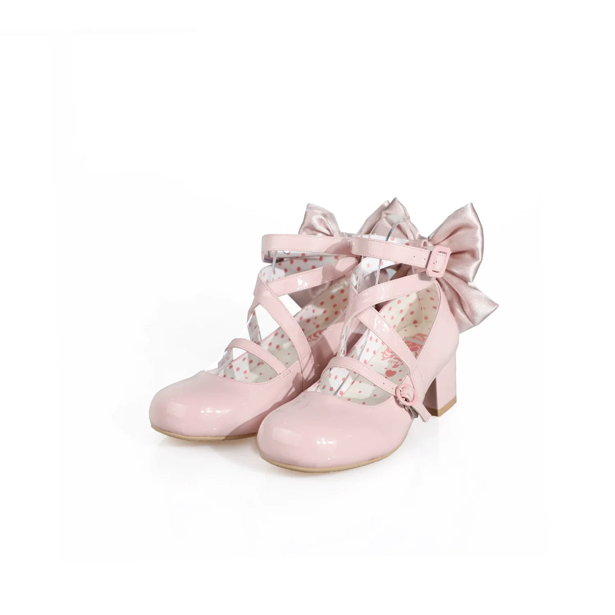 MODO - Follow in the Moonlight - Sweet Lolita shoes with round toes, crisscross straps and a detachable back bow