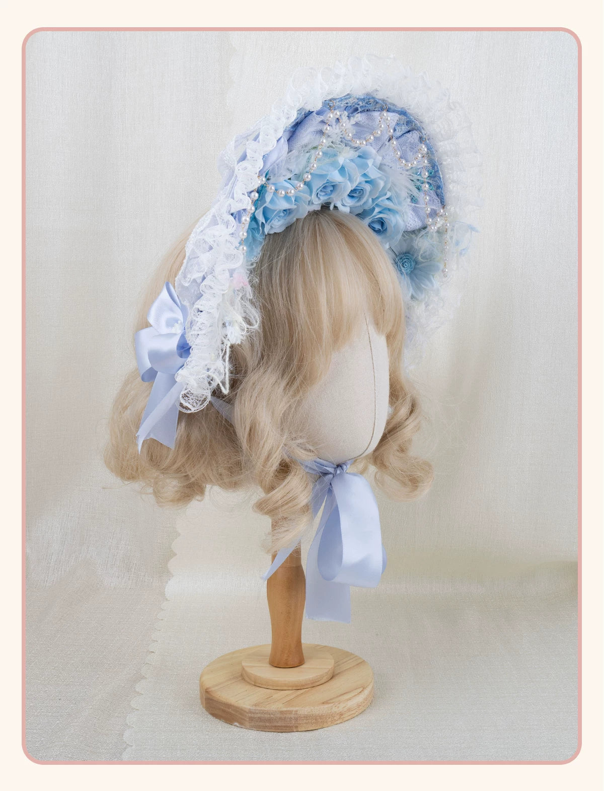 Stardust Rose - Pearl Rose Garden - Bonnet-Style Flat Hat with Rose Florals