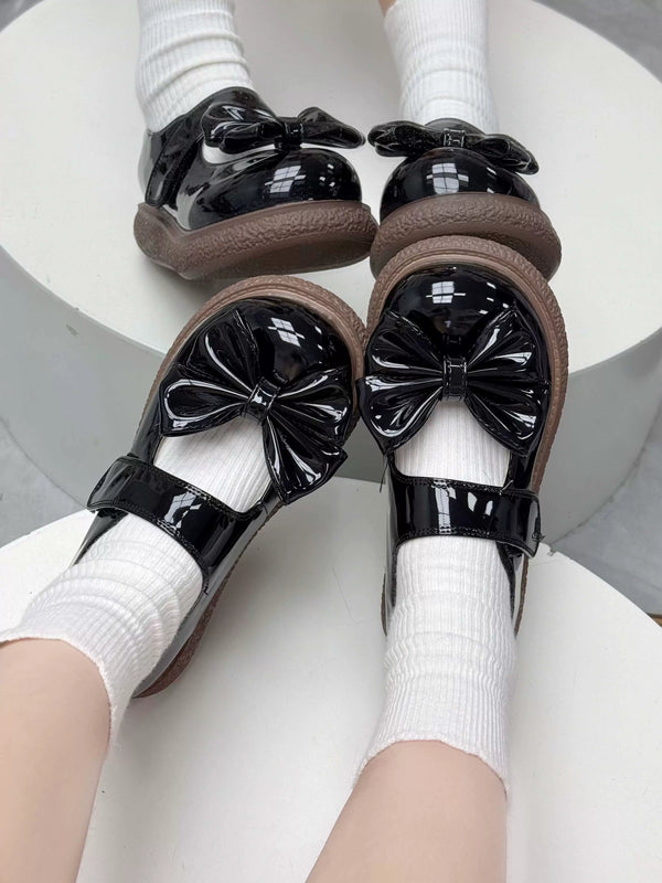 Cheese Mango Tales: QQ Candy Patent Bow Mary Jane Shoes