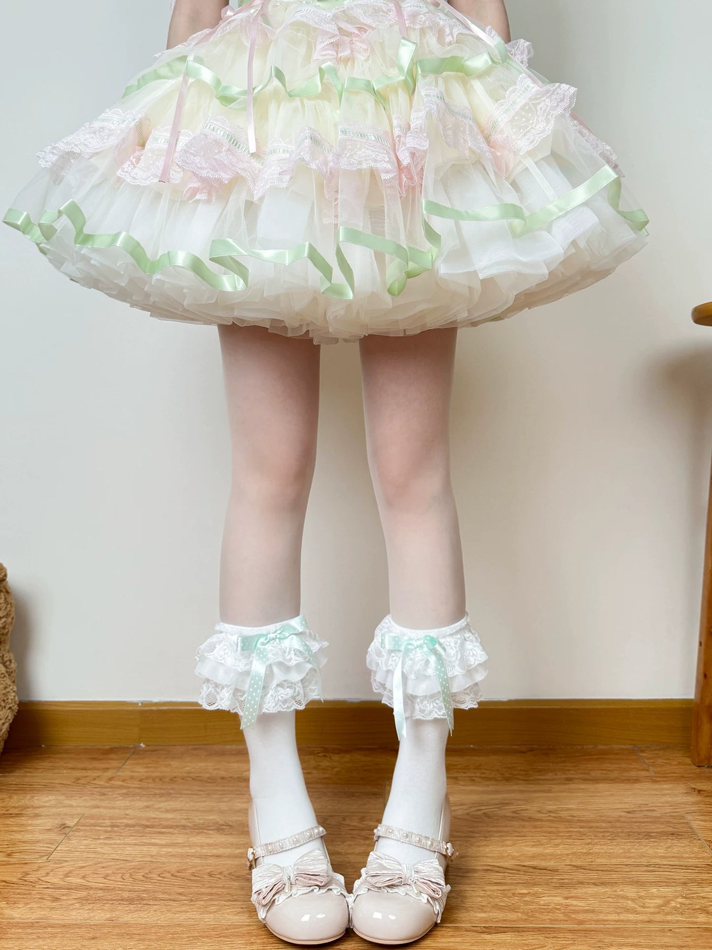 Chubby Bear Tales - Ballet Doll - White Socks with Polka-Dot Bow