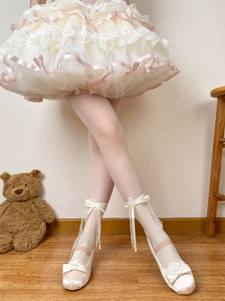 Chubby Bear Tales - Love Letter - Ballet-Inspired Mid-Calf Socks with Bow Styling