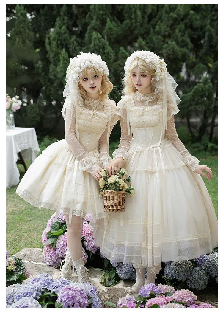 With PUJI - Confession Poem - Classic Lolita Corset JSK Set, Lace & Bows