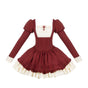 Wine Red Square Neck Ruffle OP Pre-order in stock / S