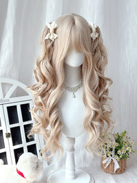 Kunkun Fish - Sweetheart Milk Biscuit - twin-ponytail curl wig - Main wig + twin ponytails [platinum blonde] + wig net