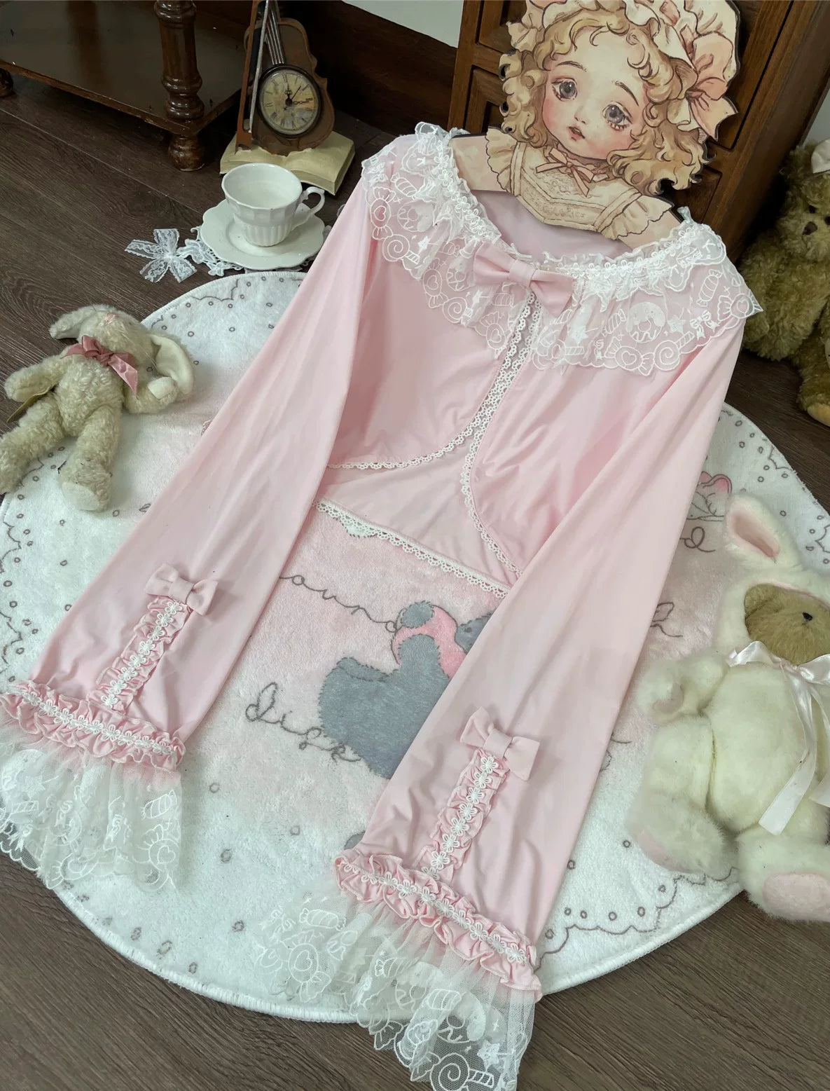 Star Fantasy - Rainbow Sorbet - Long-Sleeve Inner Layer Top with Lace Collar