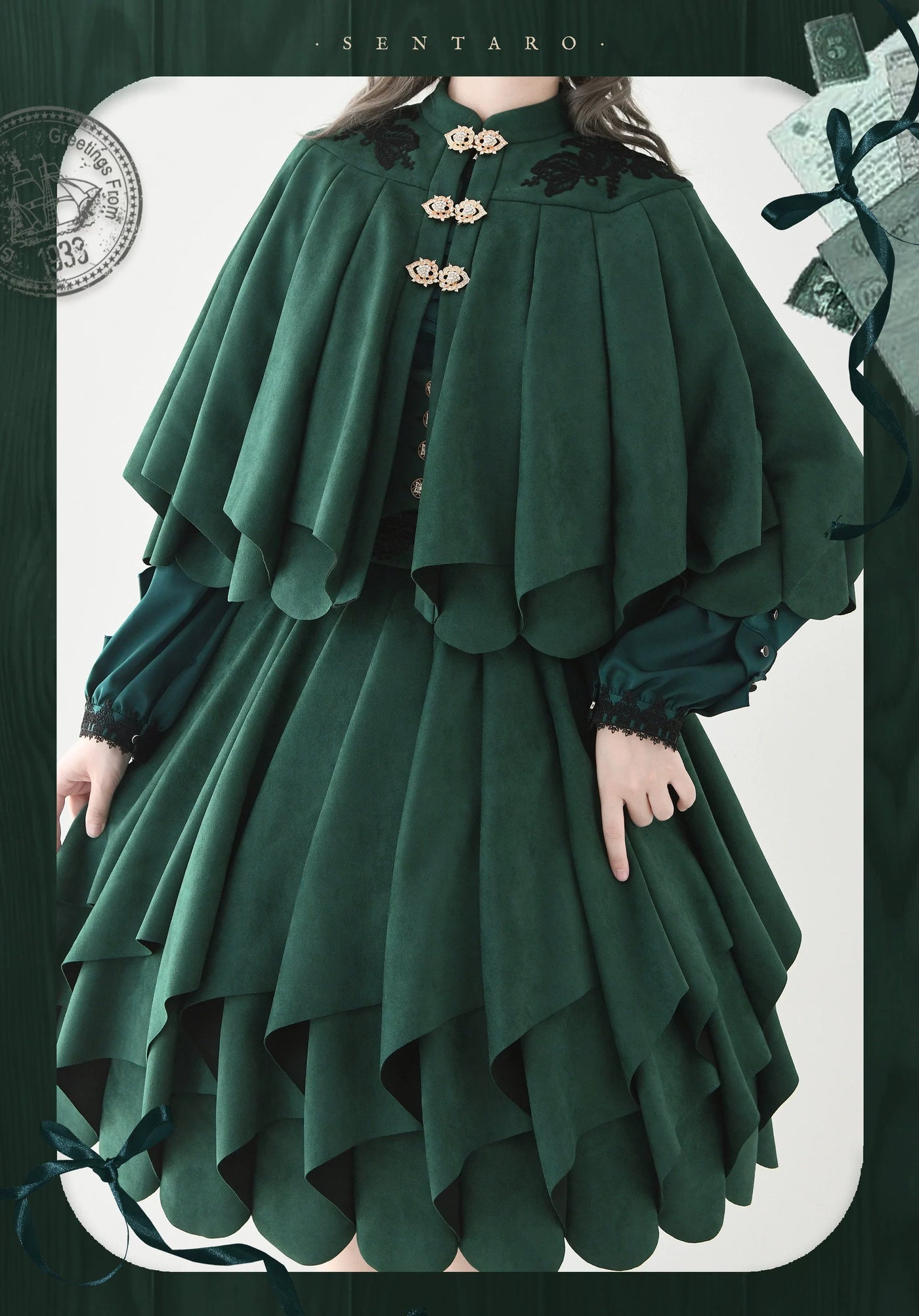Sentaro - Molten Snowtop - Classic Lolita SK, Cape With Detachable Collar