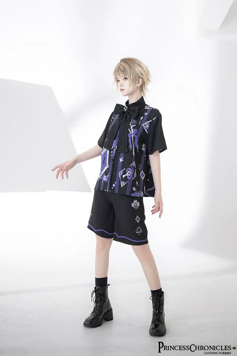 Princess Chronicles - Summer Ouji Lolita Print Loose - Shirt Outfit Innerwear