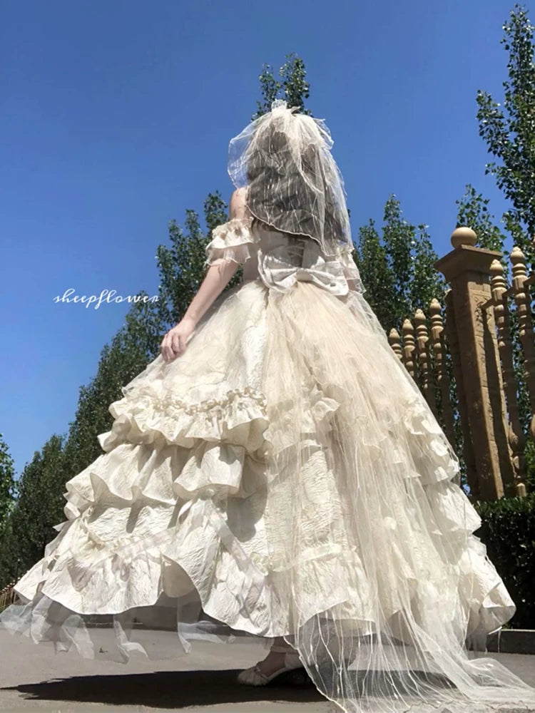 Flora Muse - Sweet Lolita Bridal Ballgown - Off-shoulder one-piece
