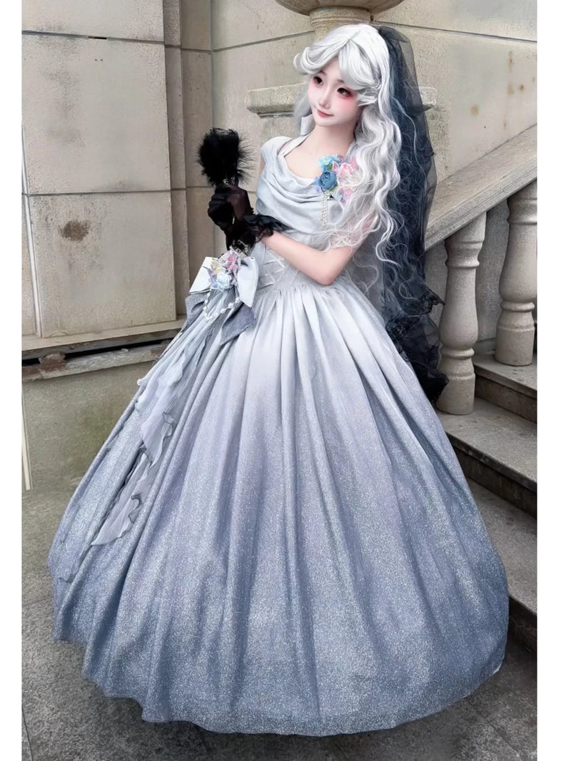 Emoji Dream - Star Dream Lolita Ballgown - Silver grey embellished
