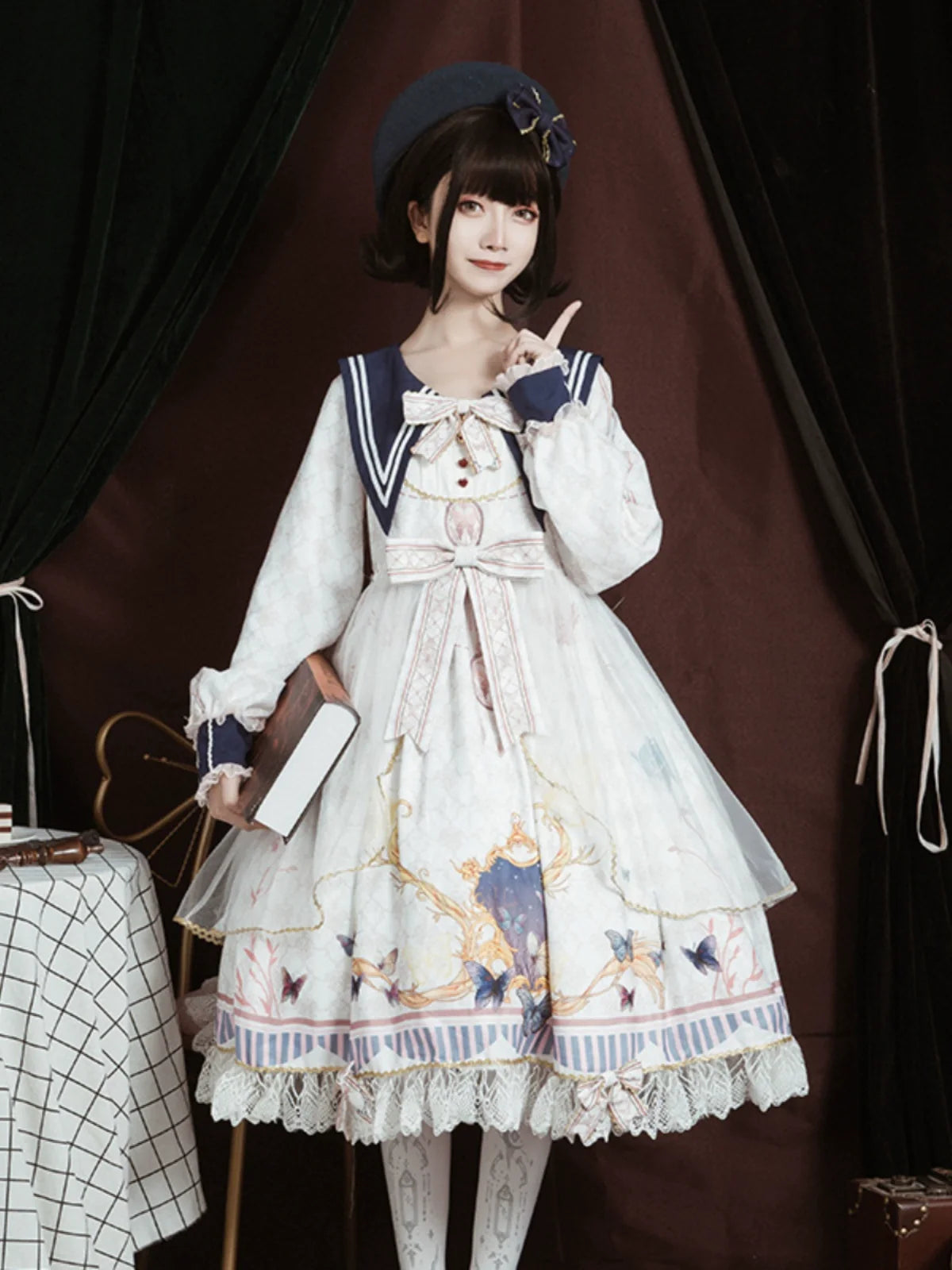 OCELOT - Classic Lolita OP Sailor Collar - Elegant Lolita Dress OP Dress